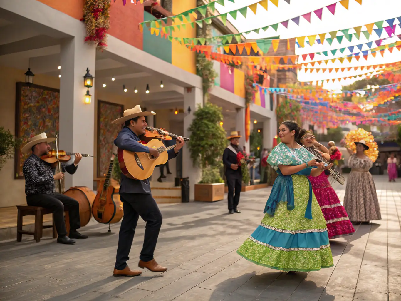 A photograph capturing a cultural event held at Château de Dampierre, featuring live music, historical reenactments, or art exhibitions. The image should highlight the vibrant atmosphere and community participation.